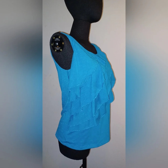 A Raffaella Blue Layered Ruffle Tank Top - Picture 2 of 5